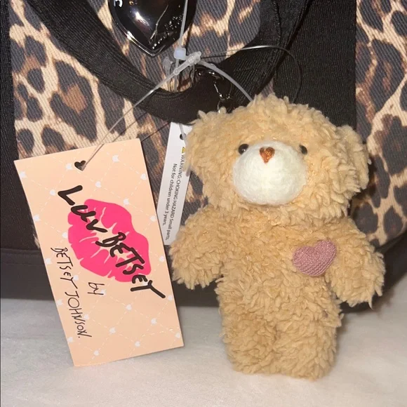 Luv Betsey Leopard Print Tote – Heart Logo & Teddy Charm • NWT - Picture 3 of 11